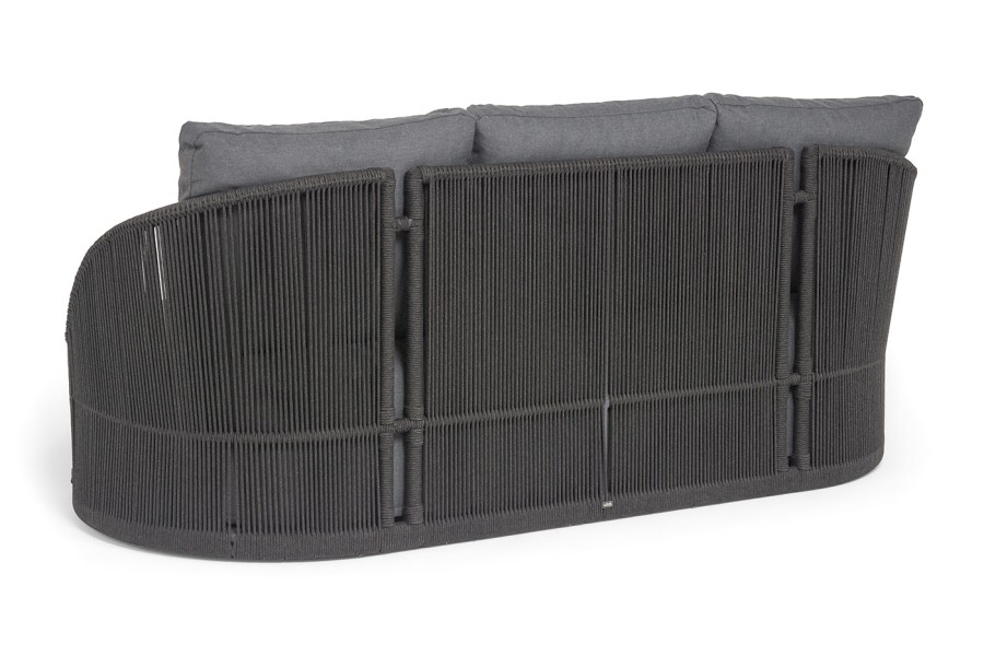 Диван 3-местный Монтелла, роуп темно-серый круглый, ткань темно-серая 027 4sis
