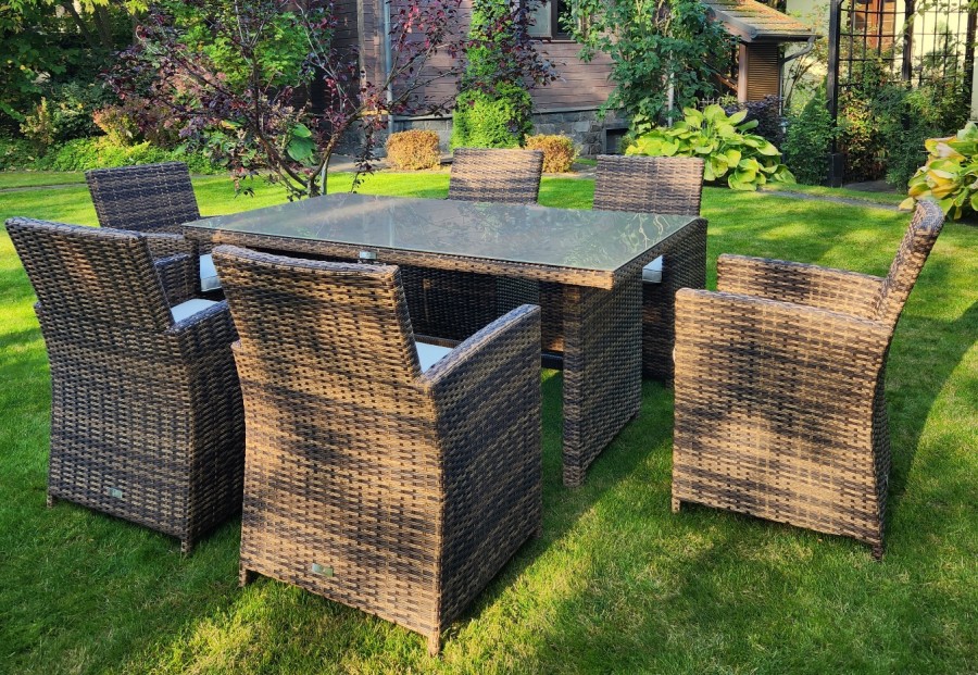 Обеденный комплект из искусственного ротанга Fiona коричневый Royal Family