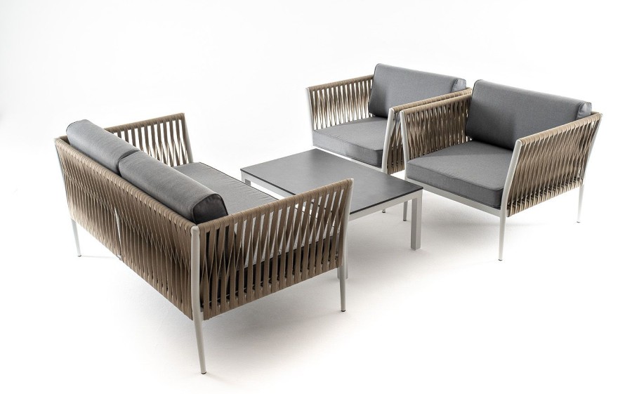 Лаунж-зона 4-местная Касабланка из роупа, серый 4sis