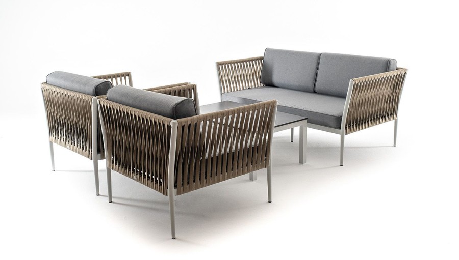 Лаунж-зона 4-местная Касабланка из роупа, серый 4sis