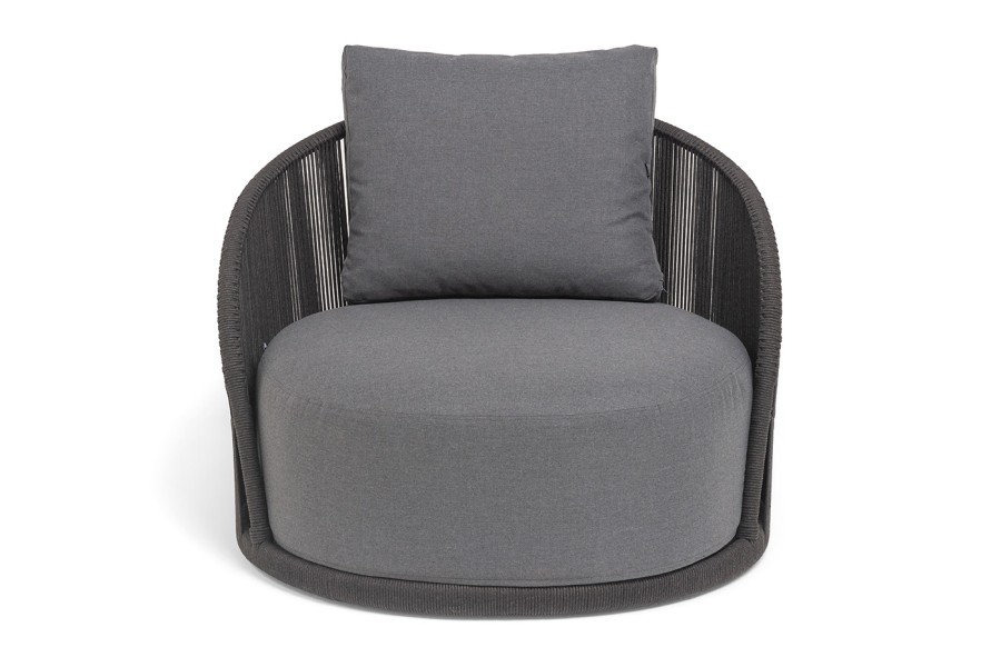 Кресло Монтелла, роуп темно-серый круглый, ткань темно-серая 027 4sis
