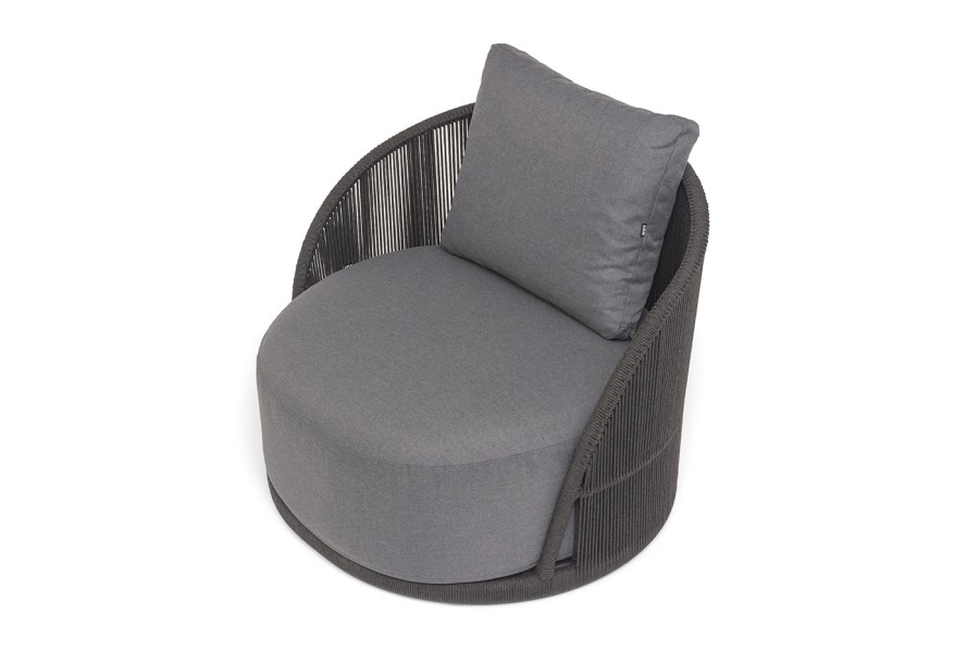 Кресло Монтелла, роуп темно-серый круглый, ткань темно-серая 027 4sis