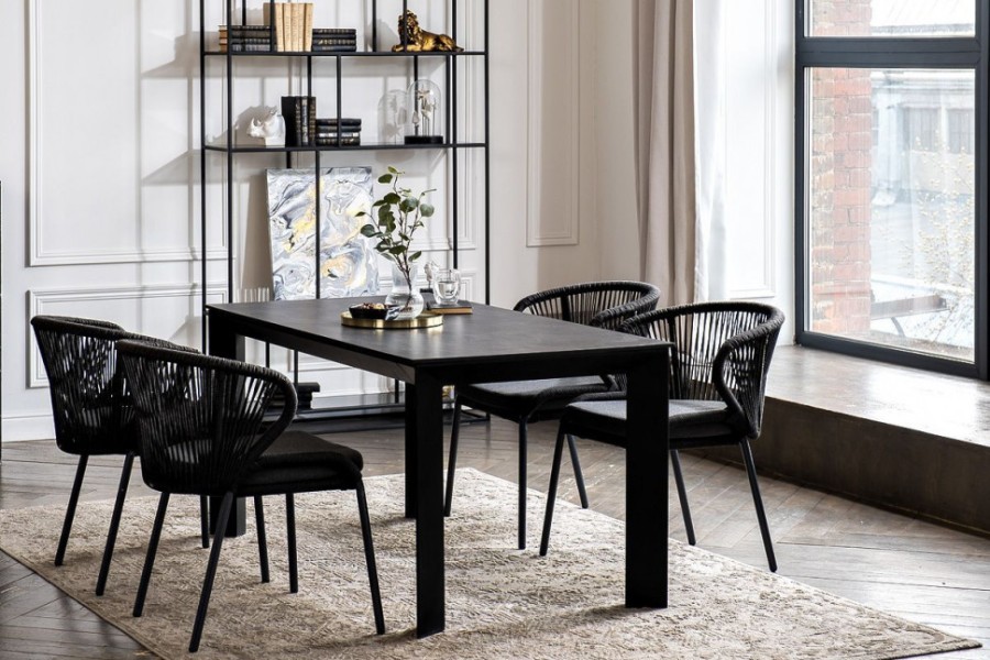 Обеденная группа на 4 персоны из роупа Венето Милан темно-серая 4sis