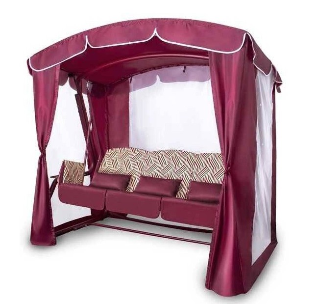 Садовые качели трехместные Оазис Люкс, бордо
