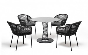 Обеденная группа на 4 персоны Лион темно-серая 4sis