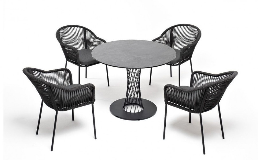 Обеденная группа на 4 персоны Лион темно-серая 4sis