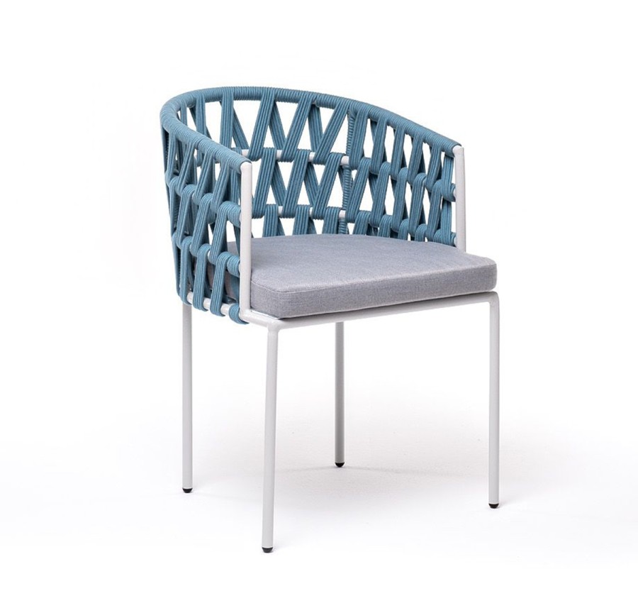 Плетеный стул Диего из роупа бирюзовый 4sis