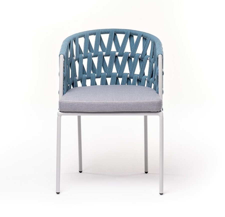 Плетеный стул Диего из роупа бирюзовый 4sis