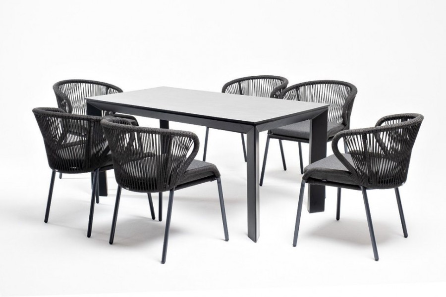 Обеденная группа на 6 персон Венето со стульями Милан темно-серый 4sis
