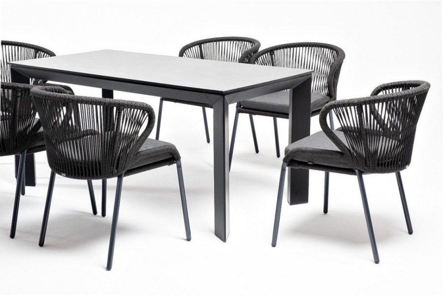 Обеденная группа на 6 персон Венето со стульями Милан темно-серый 4sis