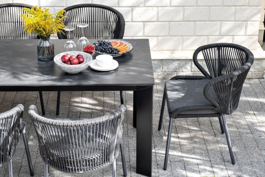 Обеденная группа на 6 персон Венето со стульями Милан темно-серый 4sis