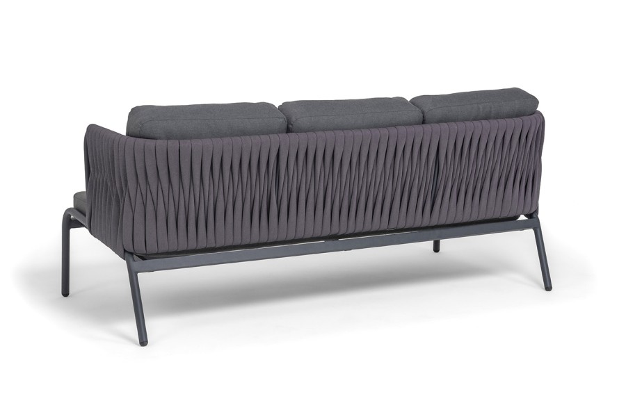 Диван 3-местный Ронда роуп серый 40 мм tex, ткань темно-серая 027 4sis