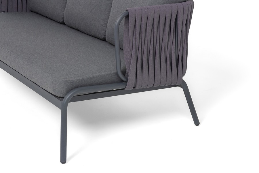Диван 3-местный Ронда роуп серый 40 мм tex, ткань темно-серая 027 4sis
