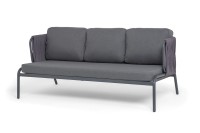 Диван 3-местный Ронда роуп серый 40 мм, ткань темно-серая 027 4sis