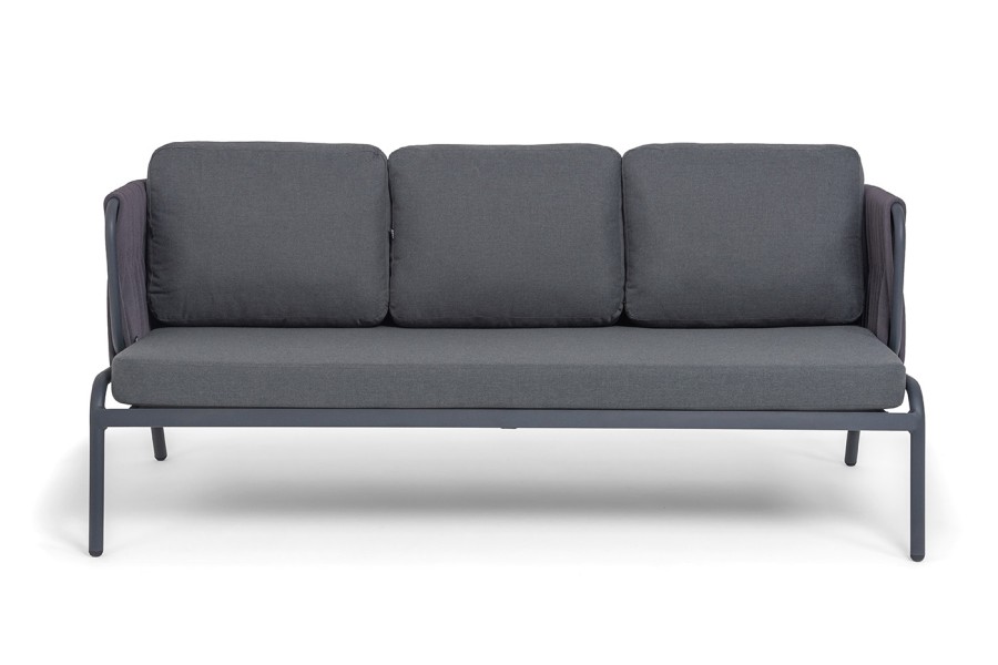 Диван 3-местный Ронда роуп серый 40 мм tex, ткань темно-серая 027 4sis
