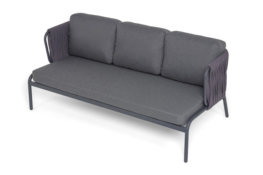 Диван 3-местный Ронда роуп серый 40 мм tex, ткань темно-серая 027 4sis