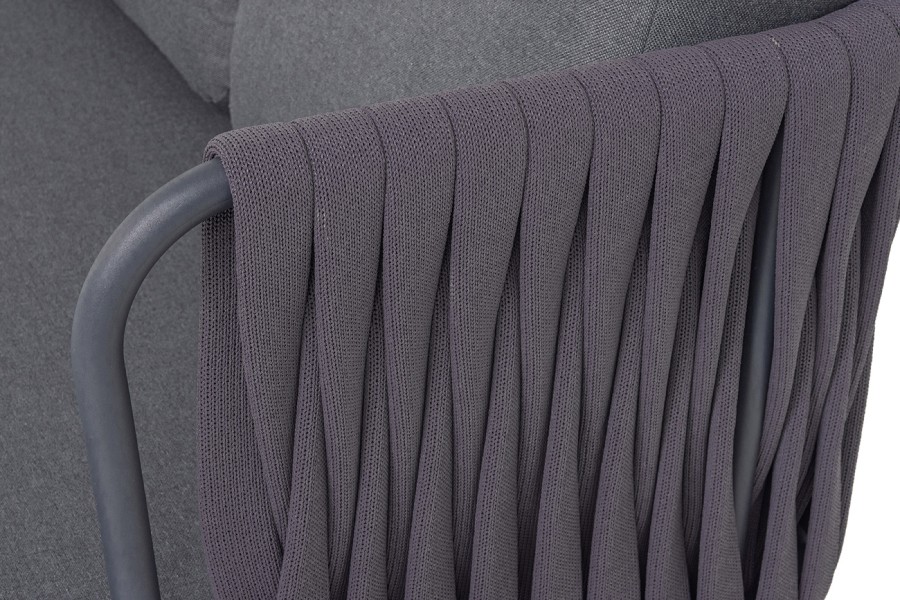 Диван 3-местный Ронда роуп серый 40 мм tex, ткань темно-серая 027 4sis