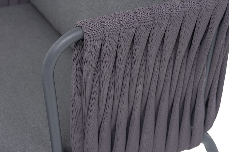 Диван 3-местный Ронда роуп серый 40 мм tex, ткань темно-серая 027 4sis