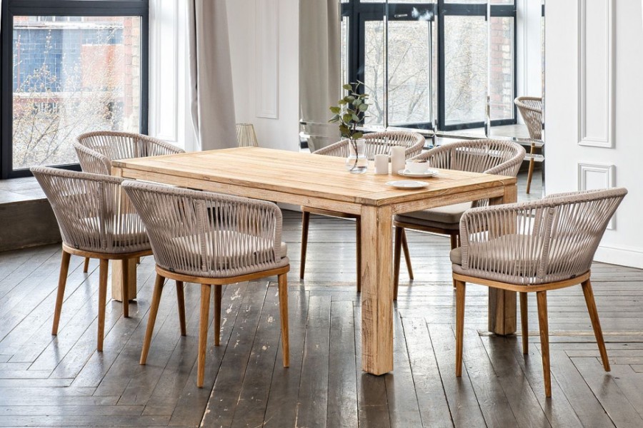 Обеденная группа на 6 персон Мадейра бежевая из дуба 4sis