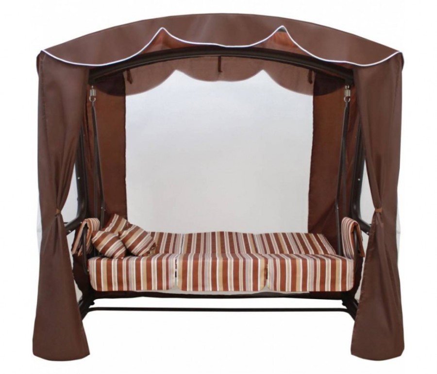 Садовые качели трехместные Элит Люкс, шоколад Garden