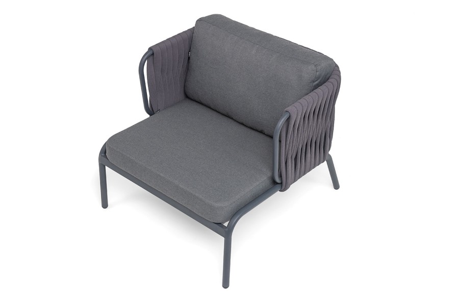 Кресло Ронда роуп серый 40 мм tex, ткань темно-серая 027 4sis