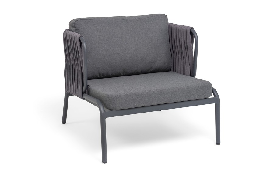 Кресло Ронда роуп серый 40 мм tex, ткань темно-серая 027 4sis