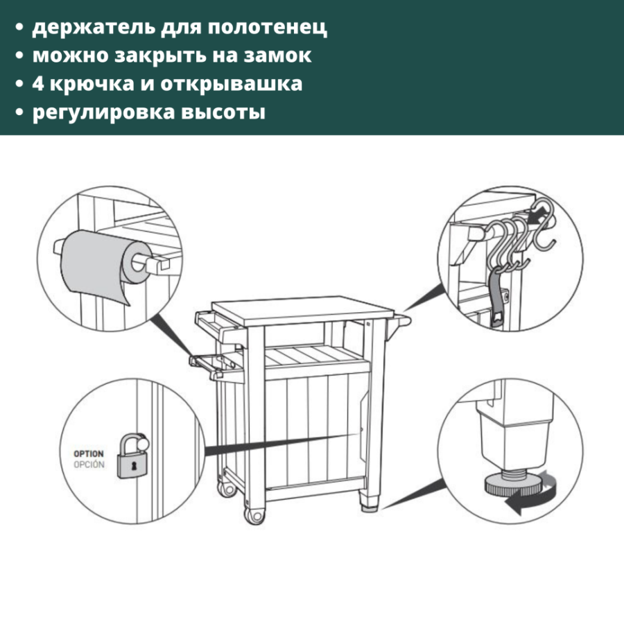 Садовый стол Unity 105 L Keter, графит 