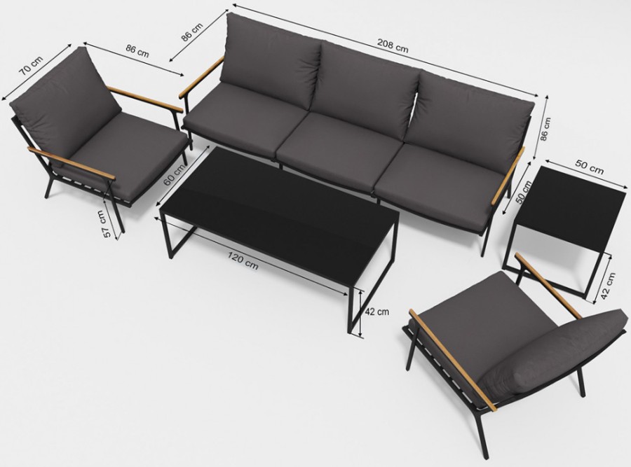 Лаунж зона Calma long антрацит Gardenini