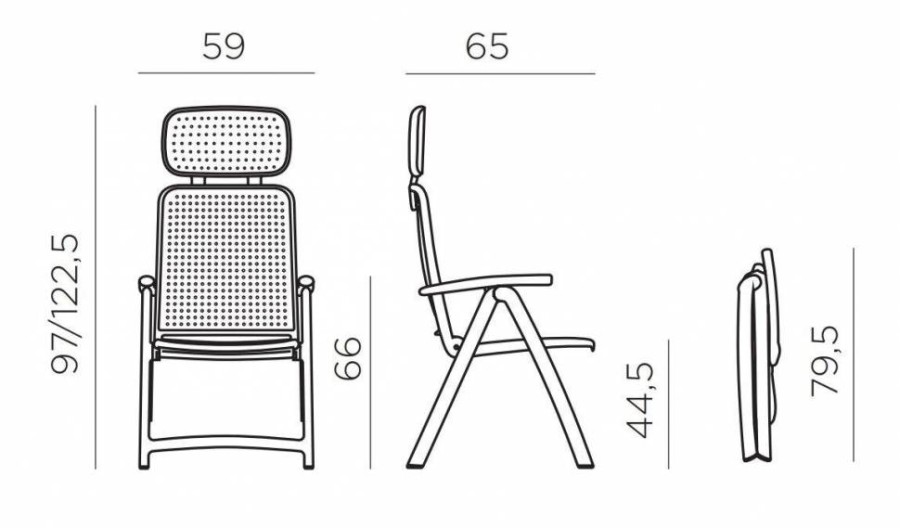 Кресло пластиковое складное Acquamarina антрацит Nardi