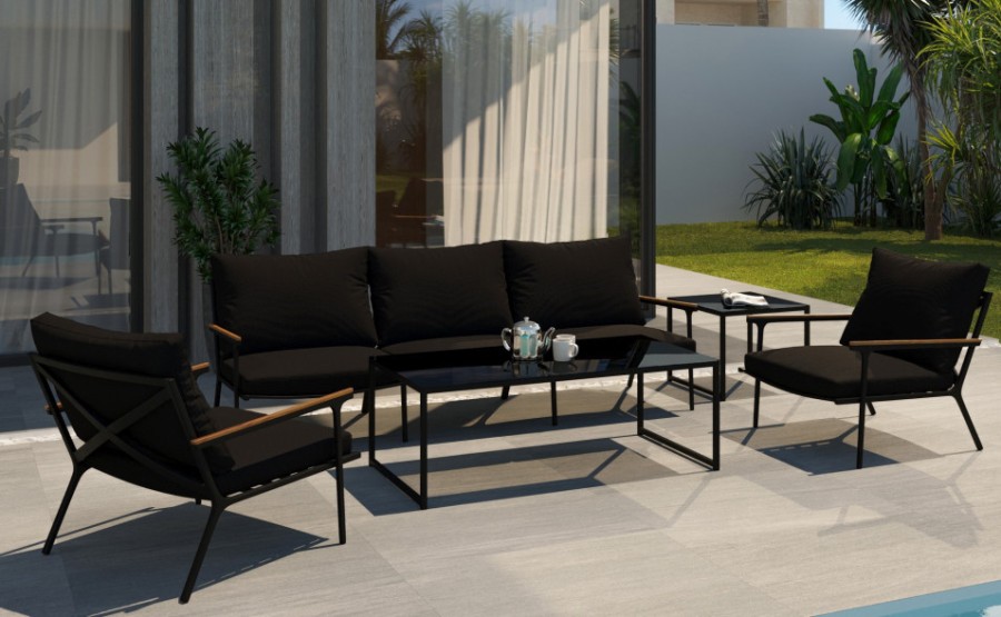 Лаунж зона Calma long черная Gardenini 