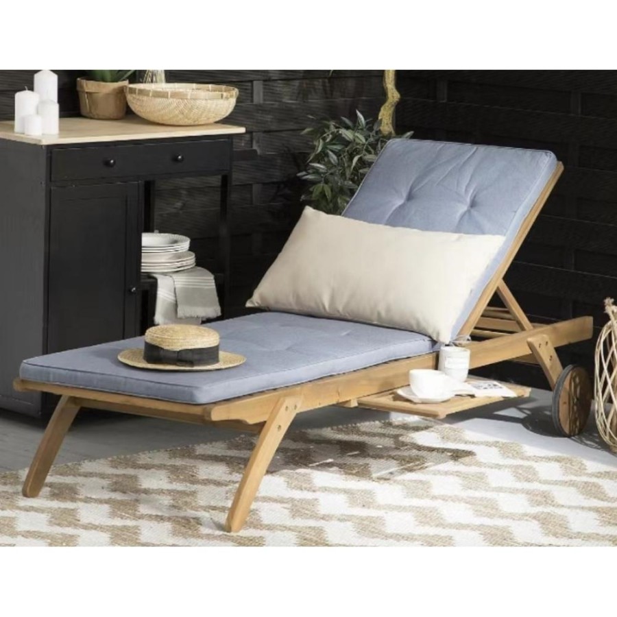 Шезлонг-лежак A37C серо-голубой Афина