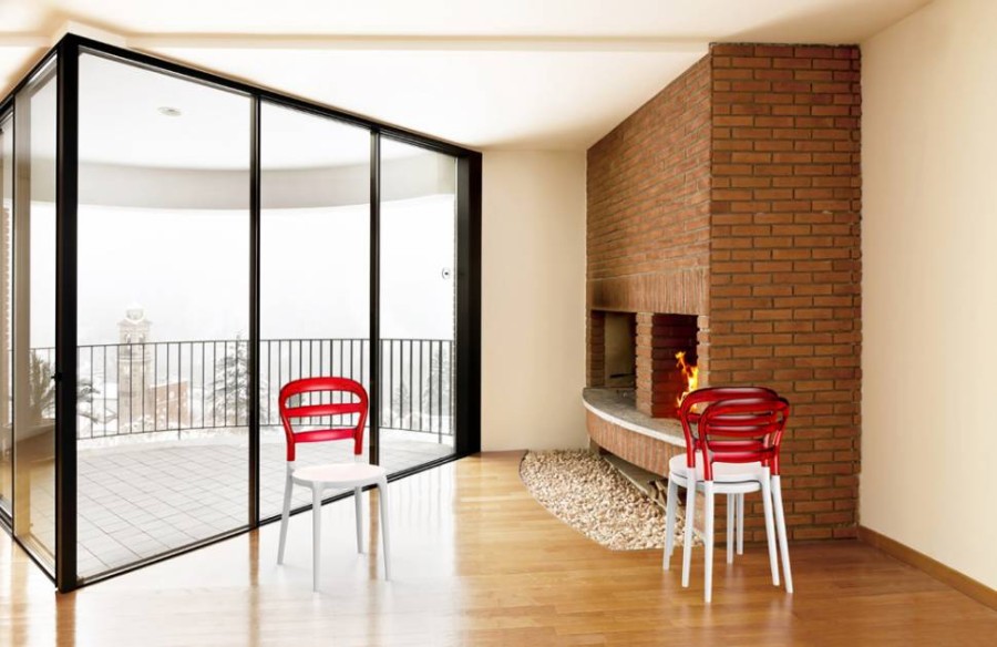 Стул пластиковый Miss Bibi белый/красный Garden