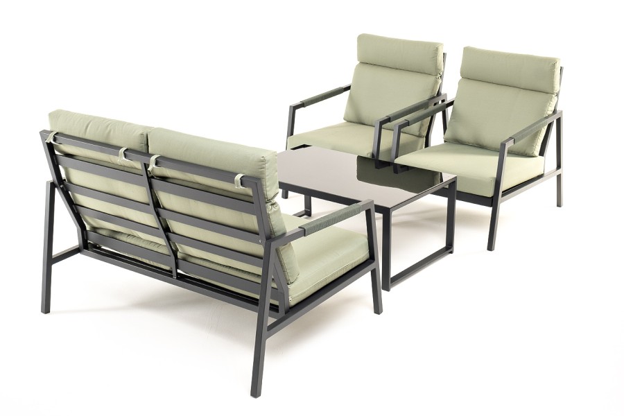 Лаунж-зона 4-местная из алюминия Лилия, цвет серо-зеленый