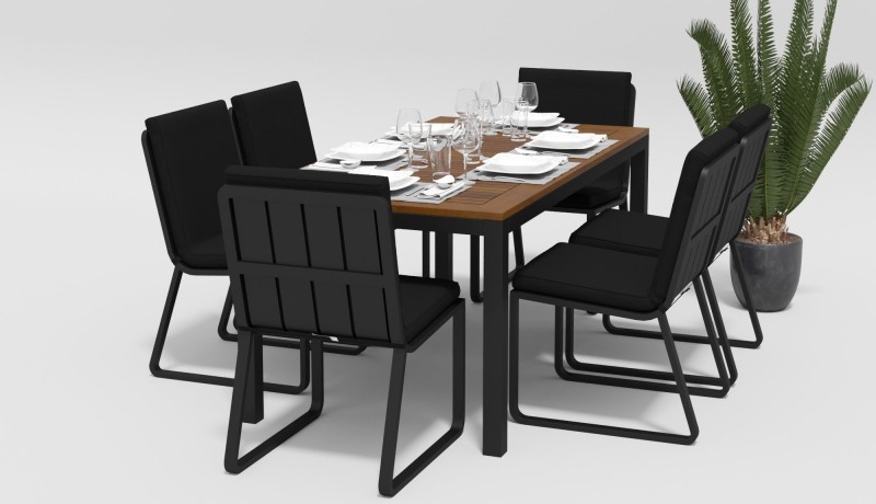 Обеденная группа Bella Voglie 180 черная Gardenini