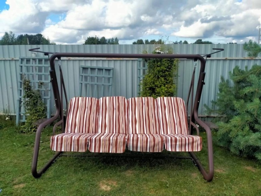 Садовые качели четырехместные Элит Люкс Плюс шоколад Garden