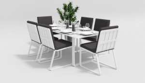 Обеденная группа Voglie-2 180 белый антрацит Gardenini Обеденная группа Voglie-2 180 белый антрацит Gardenini