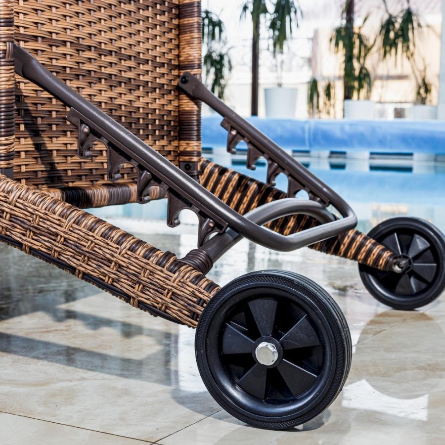 Шезлонг лежак из искусственного ротанга Agata, серый Royal Family