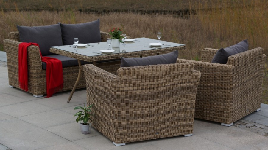 Обеденный стол из искусственного ротанга Латте 160х90см 4sis