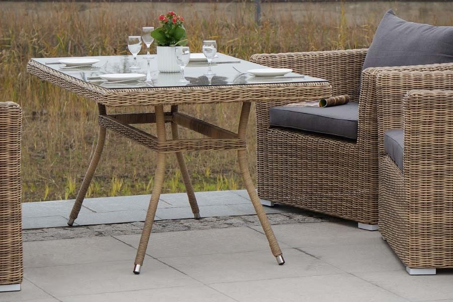 Обеденный стол из искусственного ротанга Латте 160х90см 4sis