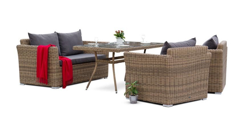 Обеденный стол из искусственного ротанга Латте 160х90см 4sis