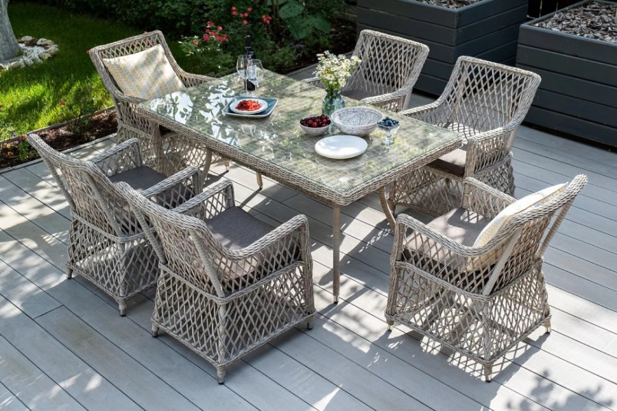 Обеденный стол из искусственного ротанга Латте Beige 160х90см 4sis