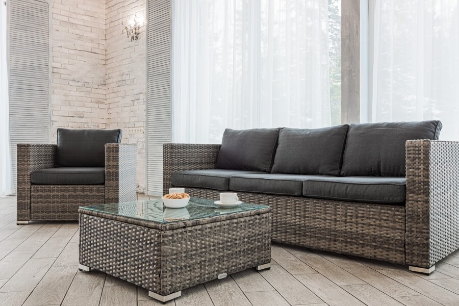 Лаунж-зона Karl с 3-местным диваном и 2 креслами серая Royal Family