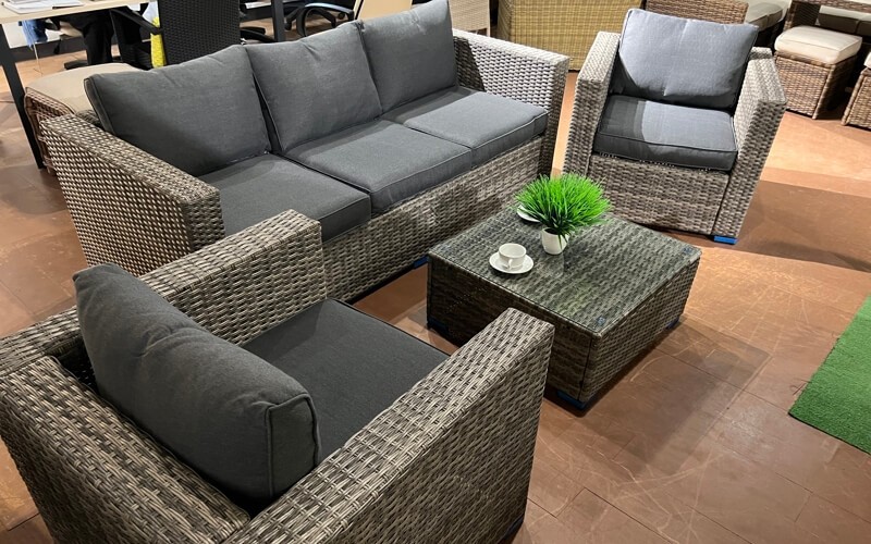 Лаунж-зона Karl с 3-местным диваном и 2 креслами серая Royal Family