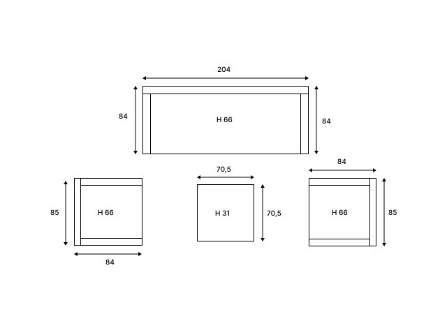 Лаунж-зона Karl с 3-местным диваном и 2 креслами серая Royal Family