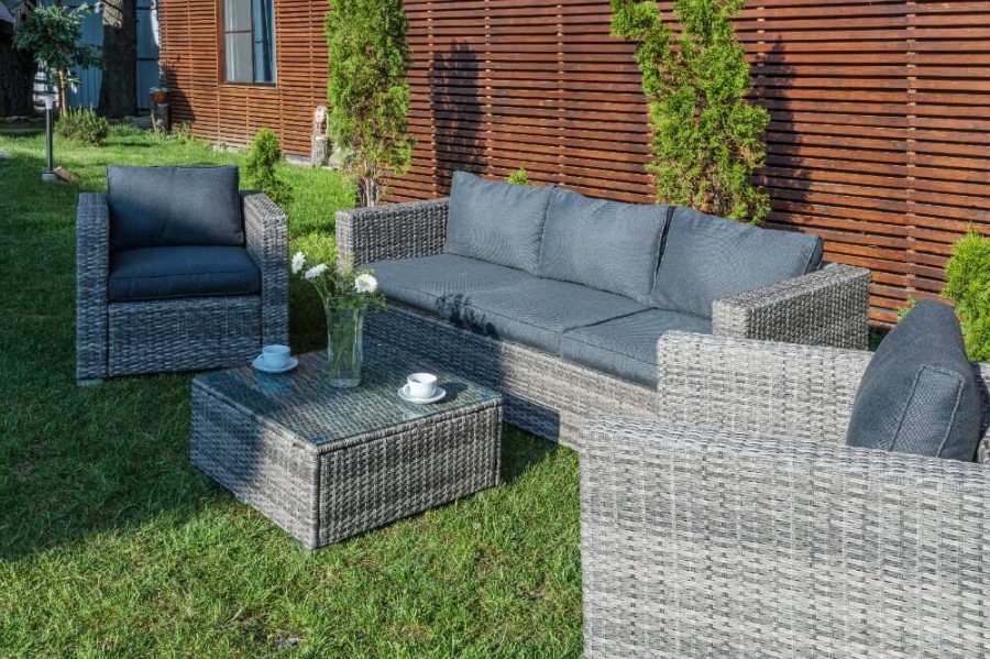 Лаунж-зона Karl с 3-местным диваном и 2 креслами серая Royal Family