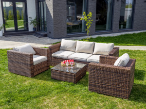 Лаунж-зона Karl с 3-местным диваном и 2 креслами коричневая Royal Family