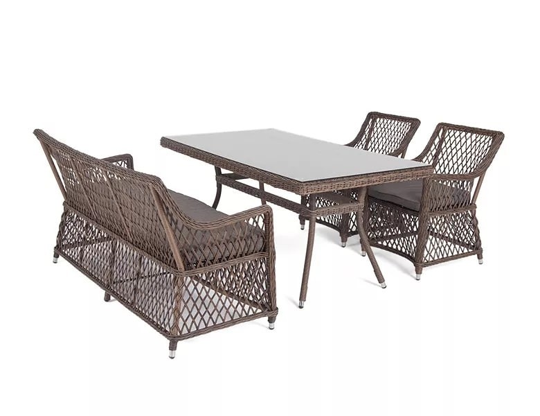 Обеденный стол из искусственного ротанга Латте 140х80см Brown 4sis