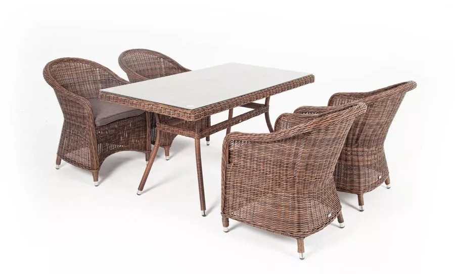 Обеденный стол из искусственного ротанга Латте 140х80см Brown 4sis