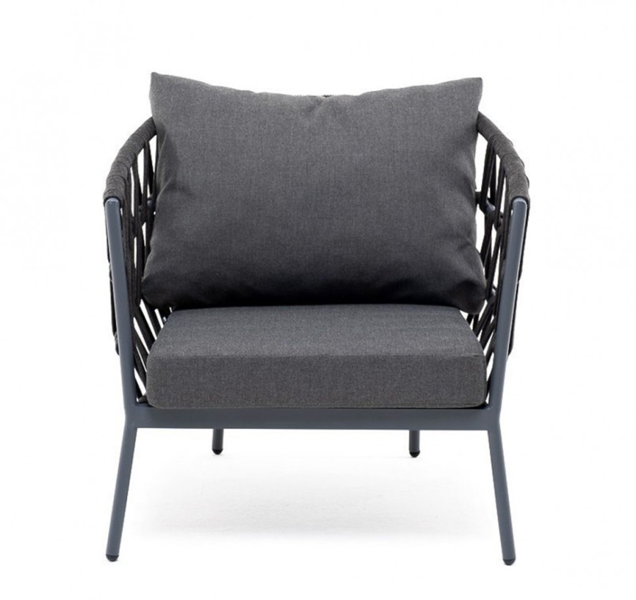 Плетеное кресло Диего из роупа темно-серое 4sis