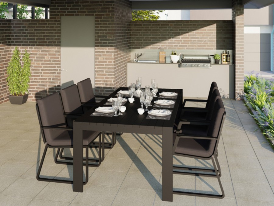 Обеденная группа Malia 180 с подлокотниками антрацит Gardenini